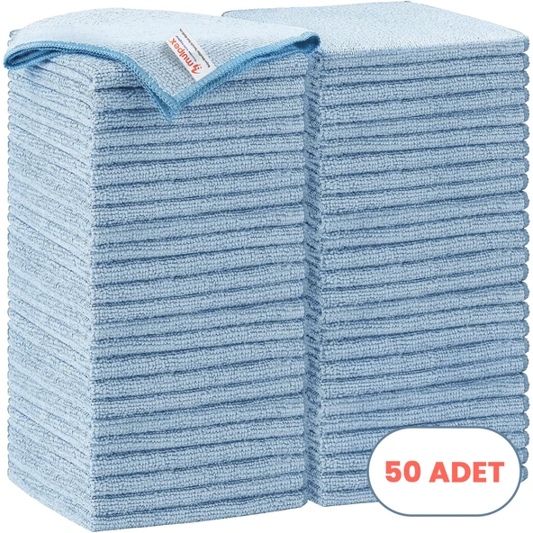 Mulpex Mikrofiber Temizlik Bezi 50 Adet - 40x40 cm, 375 GSM, Parlak Dokulu, 60 gr ±2, Yüksek Emici, İz Bırakmaz ürün görseli 1