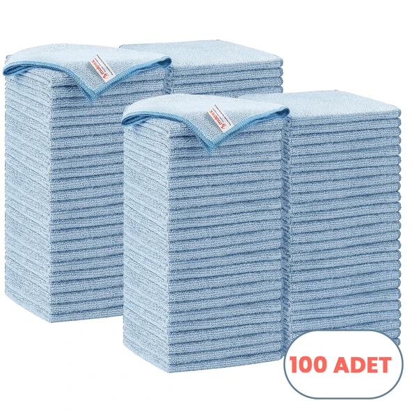 Mulpex Mikrofiber Temizlik Bezi 100 Adet - 40x40 cm, 375 GSM, Parlak Dokulu, 60 gr ±2, Yüksek Emici, İz Bırakmaz ürün görseli 1