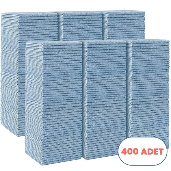 Mulpex Mikrofiber Temizlik Bezi 400 Adet - 40x40 cm, 375 GSM, Parlak Dokulu, 60 gr ±2, Yüksek Emici, İz Bırakmaz ürün görseli 1