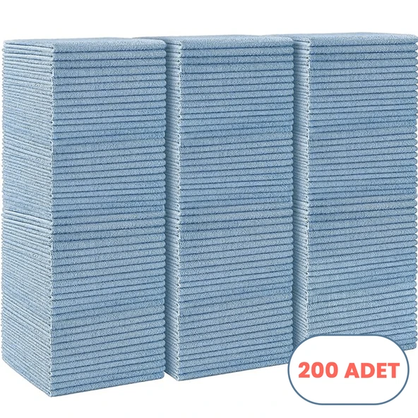 Mulpex Mikrofiber Temizlik Bezi 200 Adet - 40x40 cm, 375 GSM, Parlak Dokulu, 60 gr ±2, Yüksek Emici, İz Bırakmaz ürün görseli 1