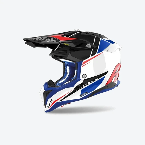 AIROH AVIATOR 3 PUSH BLUE RED GLOSS KASK ürün görseli 1