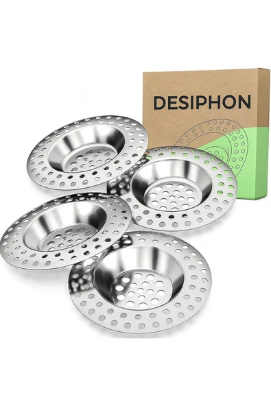 DESIPHON 4'lü 304 Kalite Paslanmaz Çelik Lavabo Süzgeci | Gider Tıkanıklığı Önleyici Süzgeç Seti ürün görseli 1