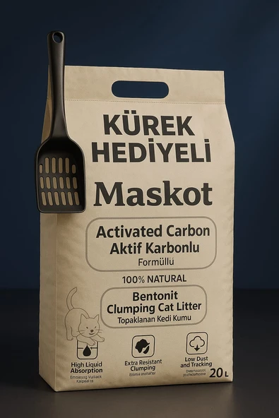 Maskot Kedi Kumu Aktif Karbon 20 Lt Kürek Hediyeli ürün görseli 1