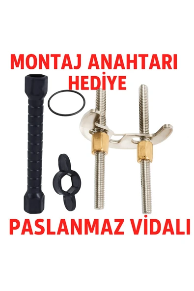 DESIPHON Çift Vidalı Batarya Ay Takımı + Somun Sıkma Anahtarı Hediyeli | Musluk Montaj Seti ürün görseli 1