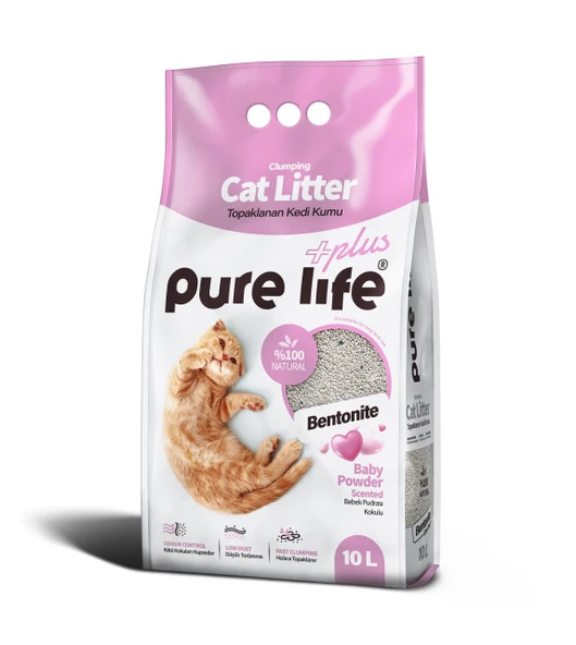 PURELİFE PLUS BEBEK PUDRALI KEDİ KUMU 10 LT ürün görseli 1