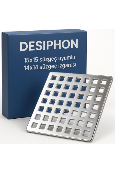 DESIPHON 15x15 Uyumlu 14x14 Krom Süzgeç Izgarası – Paslanmaz Çelik, Dayanıklı ve Şık Tasarım ürün görseli 1