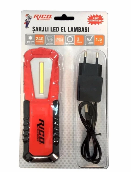 Rico 013-RC0037 240 Lumen Şarjlı Led El Feneri El Lambası Mıktanıs ürün görseli 1