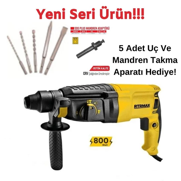 Rtrmax Rtm 226 Darbeli Kırıcı Delici Matkap 800W SDS ürün görseli 1