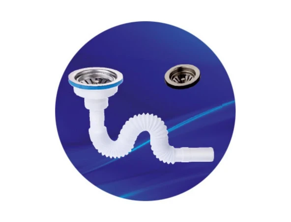 Özbest Çöpmak Süzgeçli Geniş Ağızlı Körüklü Lavabo Sifonu ürün görseli 1