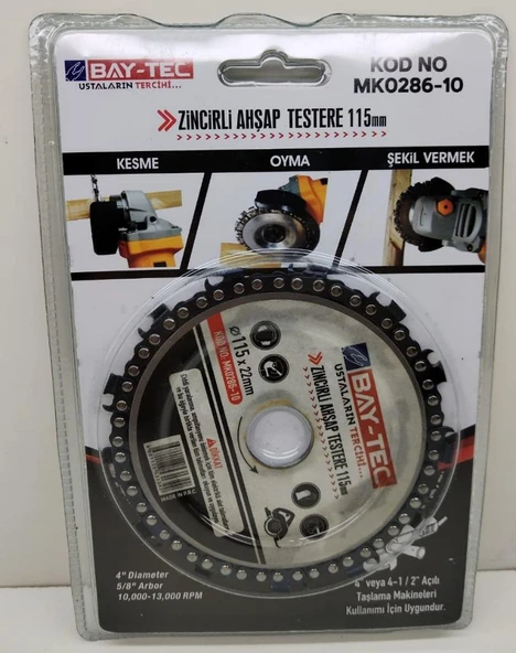 Bay-Tec Zincirli Ahşap Testere 115 mm MK0286-10 ürün görseli 1