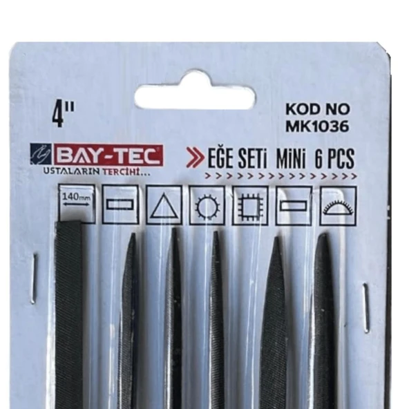 Bay-Tec Mini Eğe Seti Takımı 6 Parça Uzunluk 160 mm - Resim 2