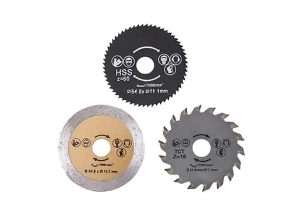 BN5 Miliju Dremel Gravür Testere Kesme Disk Seti HSS-TCT-Granit 3 Parça ürün görseli 1