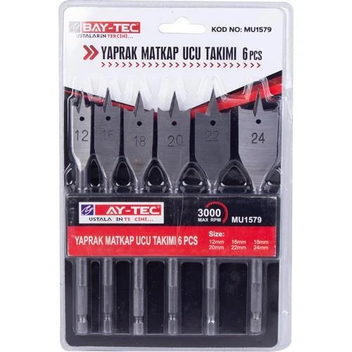 Bay-Tec MU1579 Yaprak Matkap Ucu Ahşap Delme Takımı Seti 6Pcs ürün görseli 1