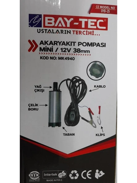 Bay-Tec Mk4940 Akaryakıt Pompası Mini 12V 38Mm - Resim 2