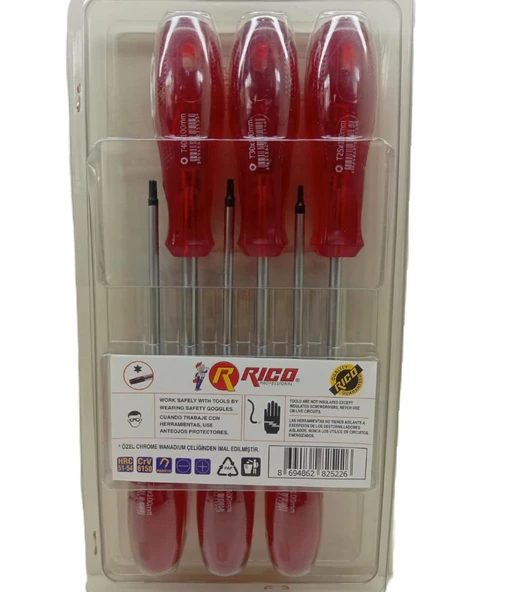 Rico Torx Tornavida Seti 6Parça 003-RT2522 - Resim 4