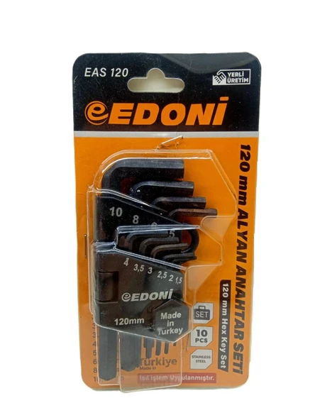 Edoni Alyan Anahtar Seti 10 Pcs Hex Key Set Siyah120mm Eas120 ürün görseli 1