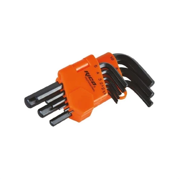 Rico RC2899 Düz Kısa Alyan Anahtarı Seti Takımı 9Pcs 1.5Mm-10Mm ürün görseli 1