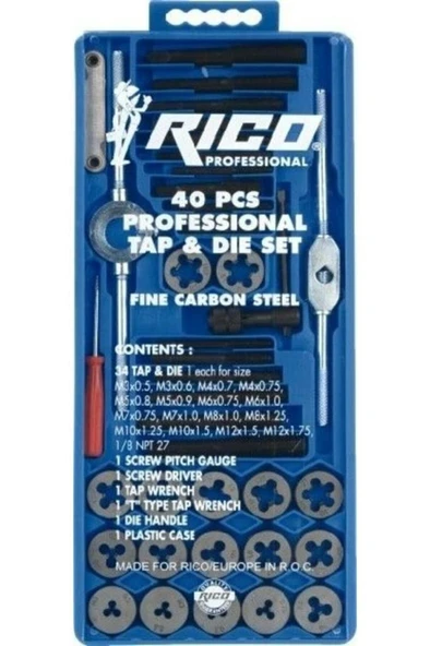 Rico RC3240 Pafta Kılavuz Yiv Diş Açma Seti 40 Parça ürün görseli 1