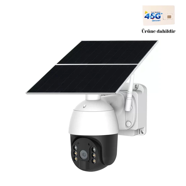 SIM Kartlı Güneş Enerjili Kamera Solar Kamera 4G PTZ 360 Derece Dönebilen Harekete Sese Duyarlı Kamera -216IPC ürün görseli 1