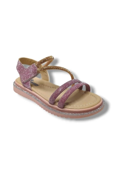 Arzen Bebe 241-25 Anatomik Simli Taşlı Cırtlı Kız Çocuk Sandalet 31-36 ürün görseli 1