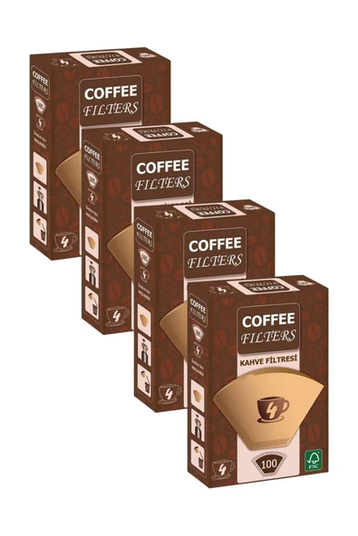 Coffeo Filters NO4 100 Adet Kahve Filtre Kağıdı x 4 Adet ürün görseli 1