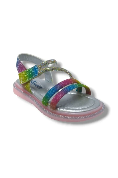 Arzen Bebe 231-25 Anatomik Simli Taşlı Cırtlı Kız Çocuk Sandalet 26-30 ürün görseli 1