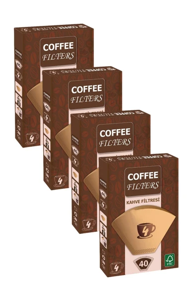 Coffeo Filters NO4 40 Adet Kahve Filtre Kağıdı x 4 Adet ürün görseli 1