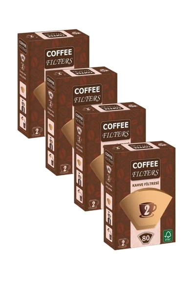 Coffeo Filters NO2 80 Adet Kahve Filtre Kağıdı x 4 Adet ürün görseli 1