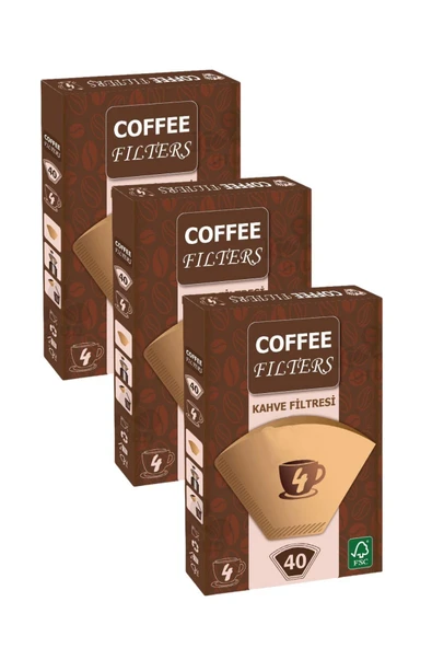Coffeo Filters NO4 40 Adet Kahve Filtre Kağıdı x 3 Adet ürün görseli 1
