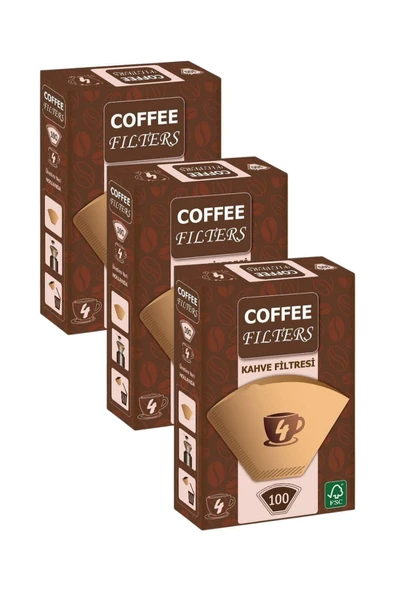 Coffeo Filters NO4 100 Adet Kahve Filtre Kağıdı x 3 Adet ürün görseli 1