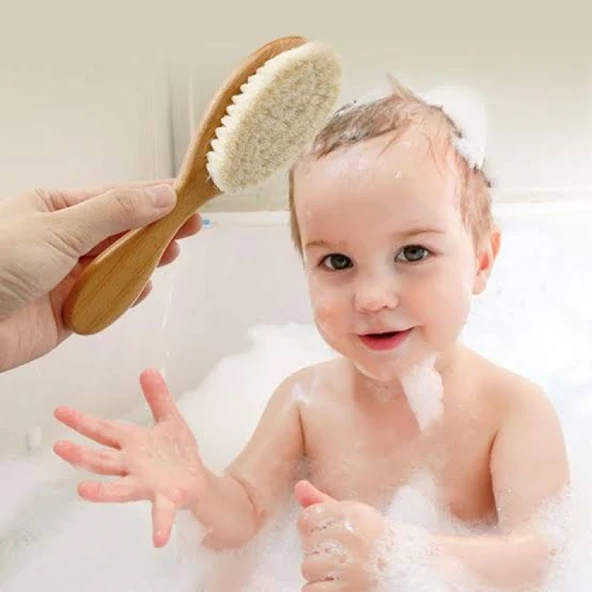Keçi Kılı Organik Bebek Banyo Fırçası Tarağı acıtmaz yakmaz sağlıklı fırça tarak ürün görseli 1