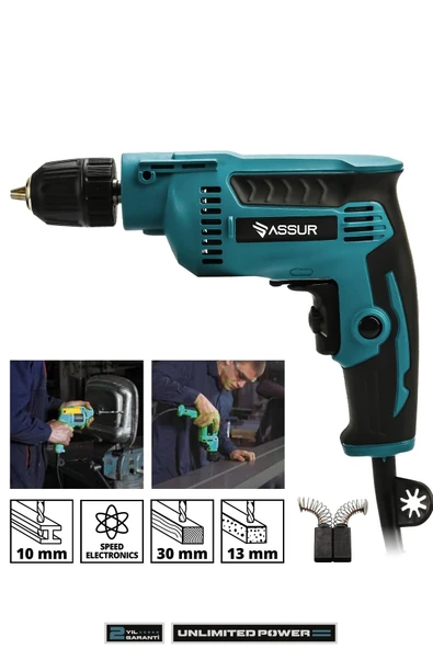 Assur 580W Metal Şanzıman 10mm Elektrikli Vidalama Matkap ürün görseli 1