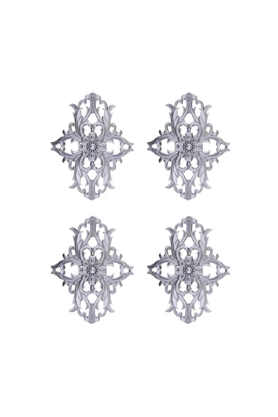 DECOZZA Dekoratif Gümüş 4'lu Motif Paketi ürün görseli 1