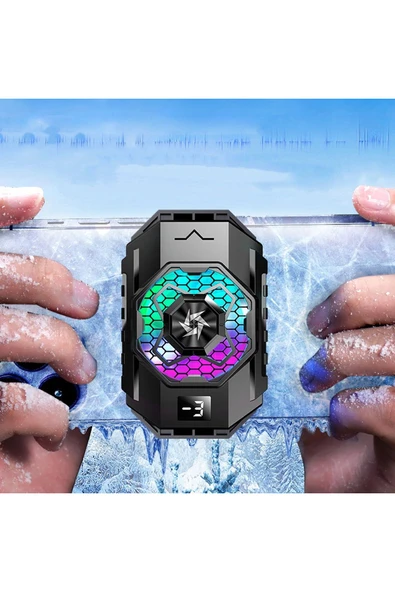 Gaming Telefon Sessiz Hava Soğutma Fan Derece Gösterge 2 Kademe Radyatör Sessiz Fan Telefon Soğutucu ürün görseli 1