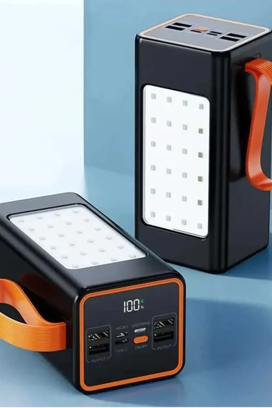 50000mAh Powerbank Hızlı Şarj 22.5W Kamp için Şarj İstasyonu Led Işıklı 4xUSB 1x Type-C/Lightning/Micro ürün görseli 1