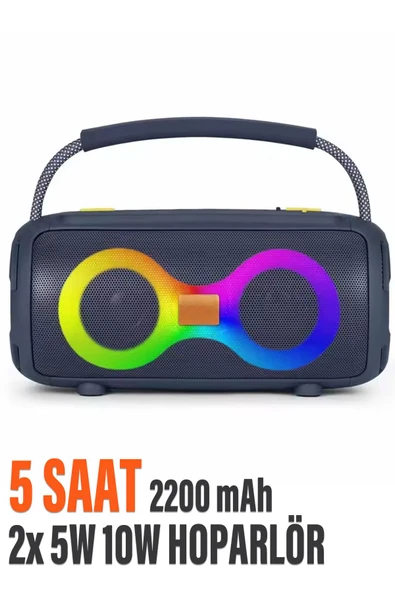 Güçlü Bass Bluetooth Hoparlör Ses Bombası 2200 mAh Kablosuz Speaker 5W x2 Hoparlör USB/TF/AUX/Type-C ürün görseli 1