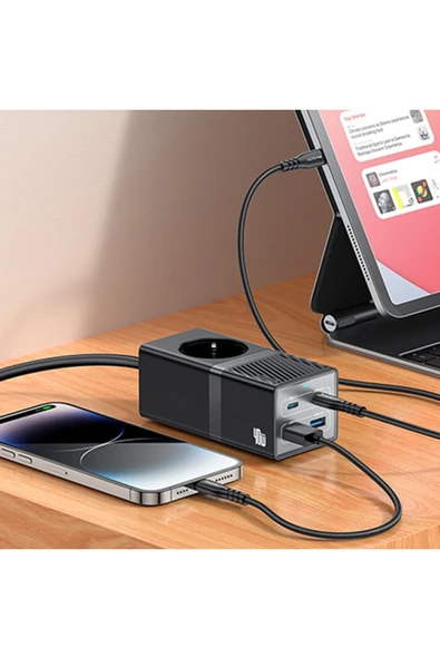Akım Korumalı USB Type-C Priz Uzatma Kablosu Çok Amaçlı Şarj Cihazı Çoklu Priz 1.5M 2500W 40W OUTPUT ürün görseli 1
