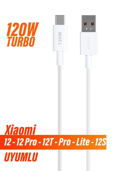 Turbo Hızlı Şarj Kablosu Xiaomi 12 - 12 Pro - 12T Pro - 12 Lite - 12s Uyumlu Hızlı Şarj Kablosu 120W ürün görseli 1