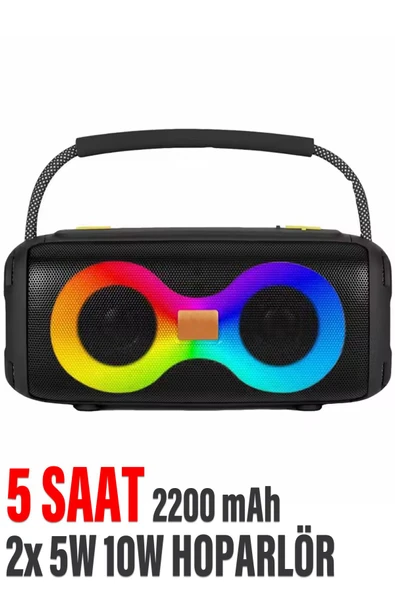Güçlü Bass Bluetooth Hoparlör Ses Bombası 2200 mAh Kablosuz Speaker 5W x2 Hoparlör USB/TF/AUX/Type-C ürün görseli 1