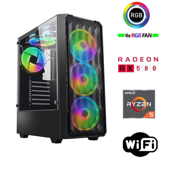 Xaser Armor X20 Ryzen 5 5500 32GB Ram 512GB M.2 NVMe SSD 8GB RX580 Oyuncu Tavsiye Sistem ürün görseli 1