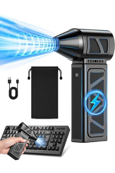 4 Kademe Süper Güçlü Üfleyici Şarjlı Hava Kompresörü 130000 RPM Çok Fonksiyonlu Turbo Fan 4000 mAh ürün görseli 1