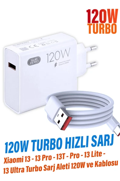 Xiaomi 13 - 13 Pro - 13T - Pro - 13 Lite - 13 Ultra Turbo Şarj Aleti 120W ve Kablosu ürün görseli 1