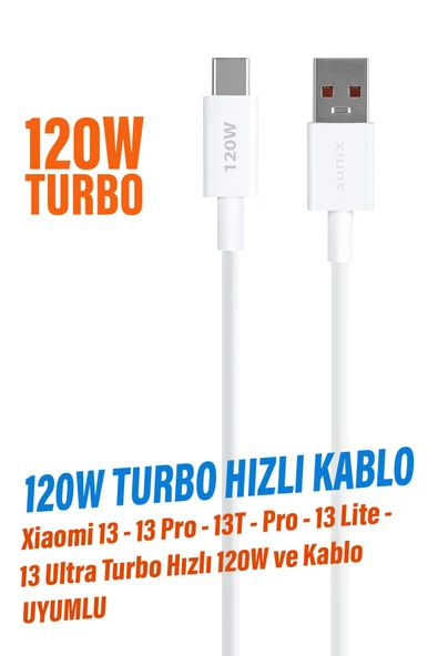 Xiaomi 13 - 13 Pro - 13T - Pro - 13 Lite - 13 Ultra Turbo Hızlı Şarj Kablosu 120W ürün görseli 1