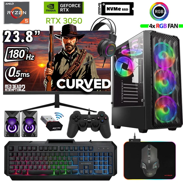 Xaser Armor X120 Ryzen 5 5500 32GB Ram 1TB M.2 NVMe SSD 6GB RTX3050 24" 180Hz Oyuncu Tavsiye Sistem ürün görseli 1