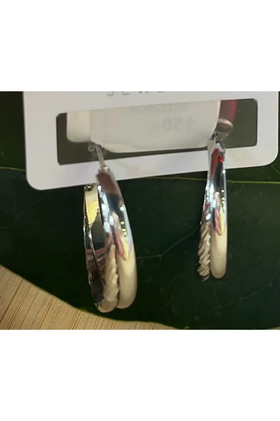 Monalisa Home Gümüş Renk Lüks Gösterişli Küçük Halka Küpe ürün görseli 1