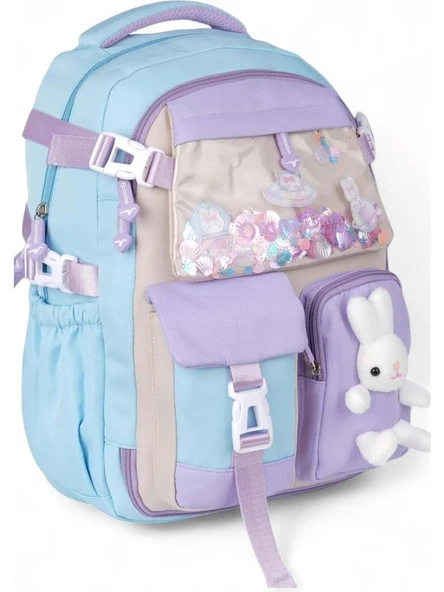 Relaxion 1460 Açık Mavi Lila İthal Kore Tarzı Unisex Çocuk İlkokul Sırt Çantası ürün görseli 1