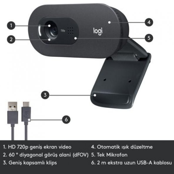 Logitech C505 HD Web Kamera 960-001364 - Resim 2