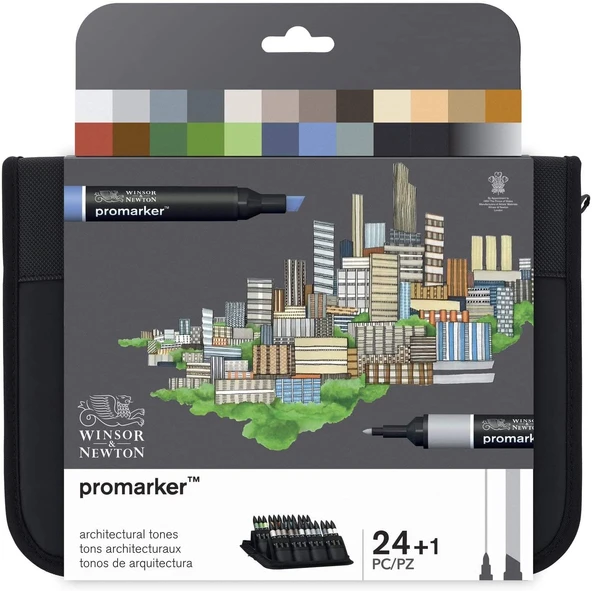 Winsor&Newton Promarker 24+1 Mimarlik Tonlari Çantali Set (24 Renk + Karistirici) ürün görseli 1