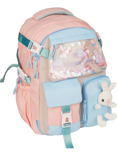 Relaxion 1460 Açık Pembe Mavi İthal Kore Tarzı Unisex Çocuk İlkokul Sırt Çantası ürün görseli 1