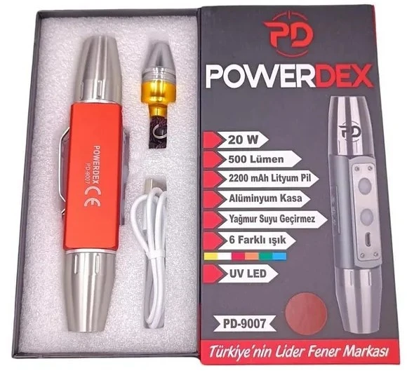 Powerdex Pd-9007 20 Watt 500 Lümen Ultraviyole Led Şarjlı El Feneri ürün görseli 1